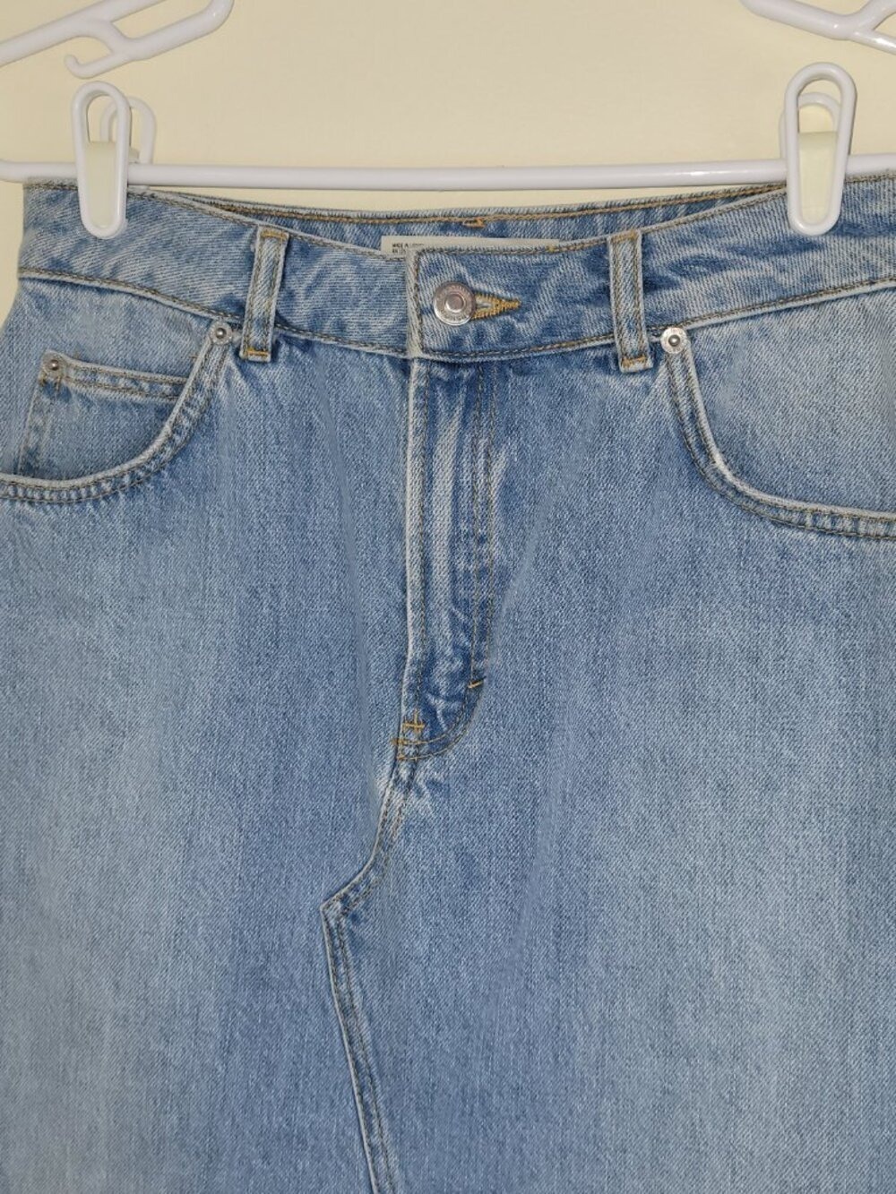 Topshop Moto High Waist Front Slit Light Blue Jean Skirt Size 6 - Picture 4 of 10